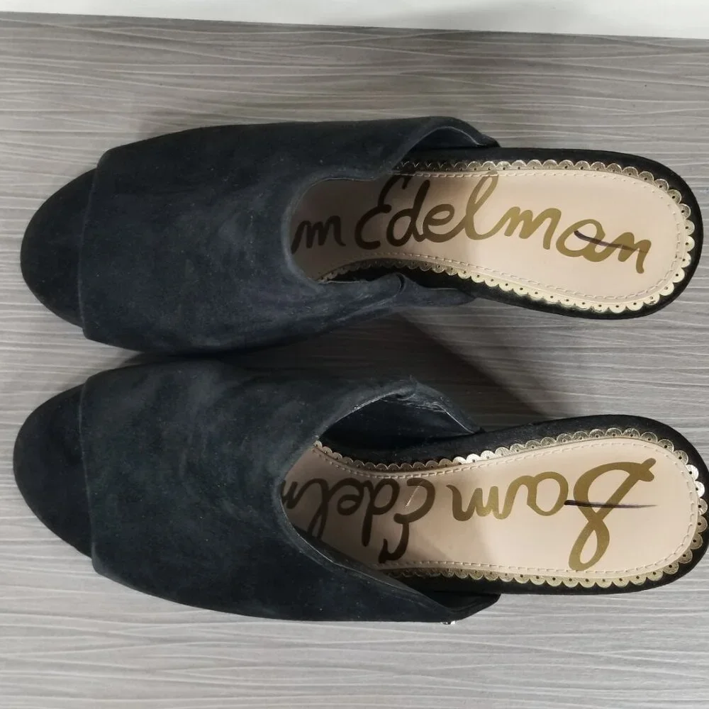 Sam Edelman Rheta Suede Slide Sandals, Black Suede, Womens Size 7 M / 37 - Picture 10 of 12